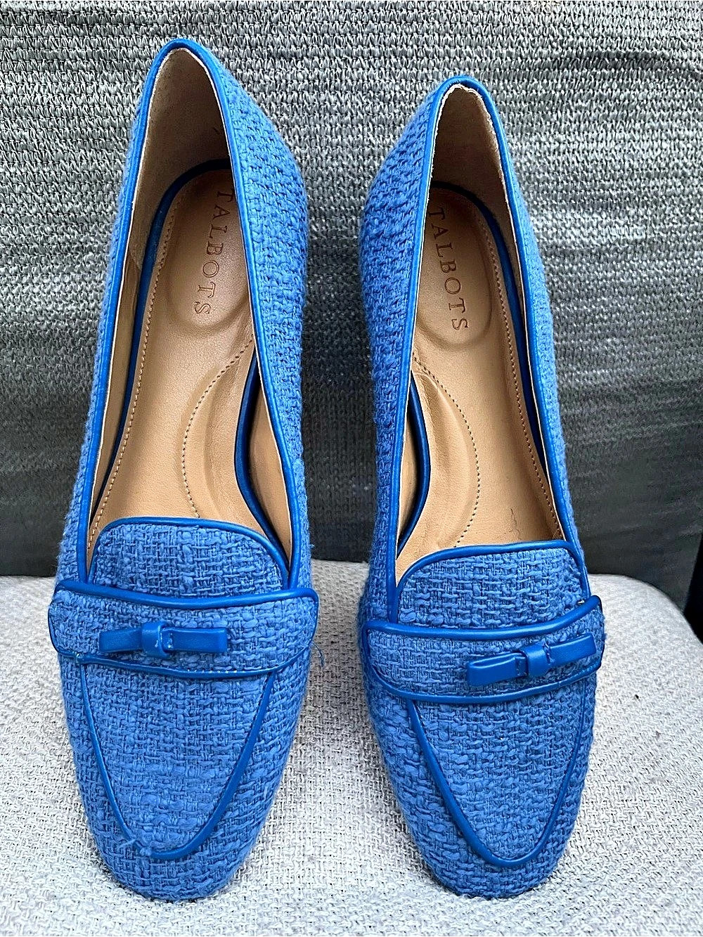 Talbots Jane Bow Loafers Amherst Tweed Loafers flats Blue 7.5